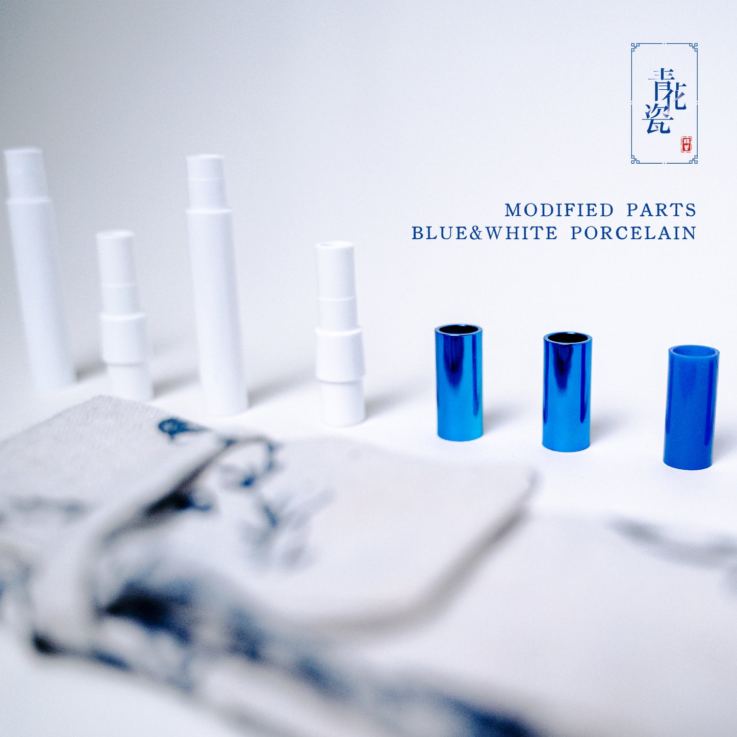 BLUE & WHITE PORCELAIN ORCHID MODIFIED PARTS (NOT INCLUDED PENS)